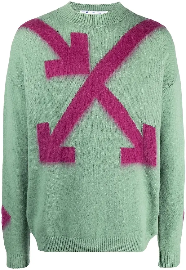 Off-White intarsiastickad tröja med pilar - Grön