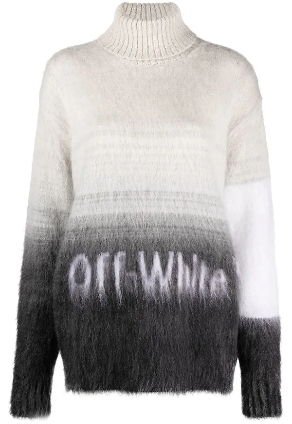 Off-White intarsiastickad tröja med rullkrage - Svart