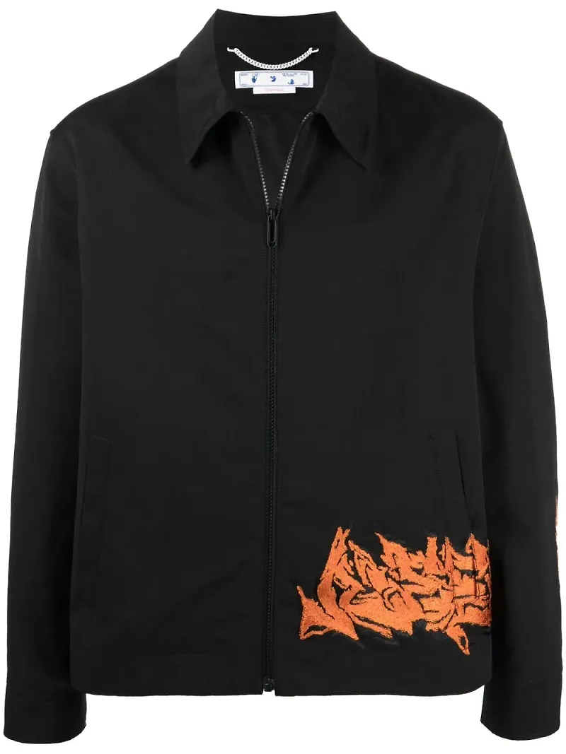 Off-White jacka med dragkedja - Svart
