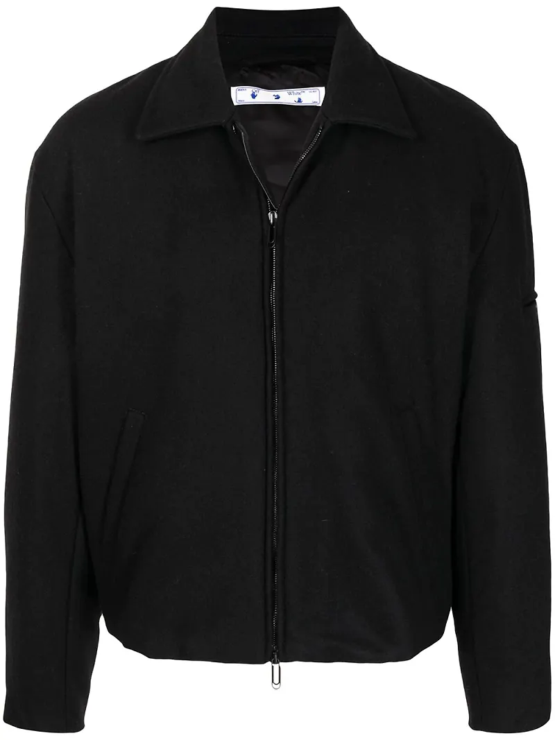 Off-White jacka med spread-krage - Svart