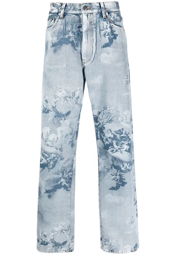 Off-White jeans med grafiskt tryck - Blå