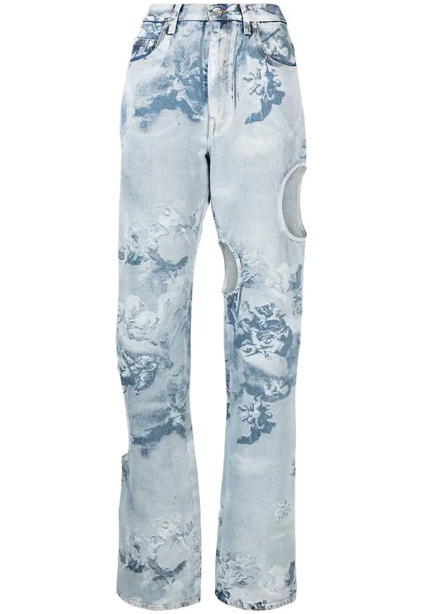 Off-White jeans med utsnitt - Blå