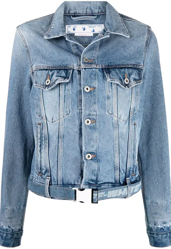 Off-White jeansjacka med bälte - Blå