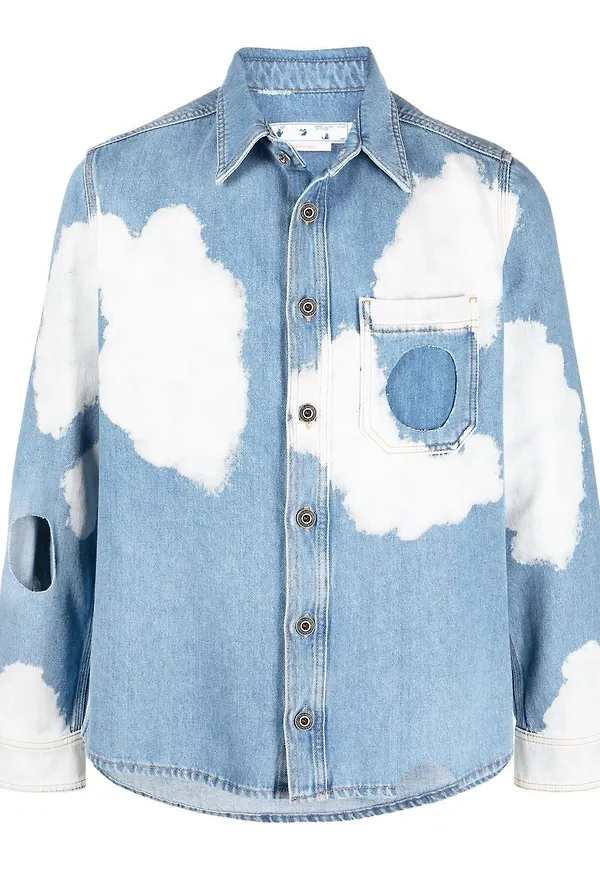 Off-White jeansjacka med molntryck - Blå