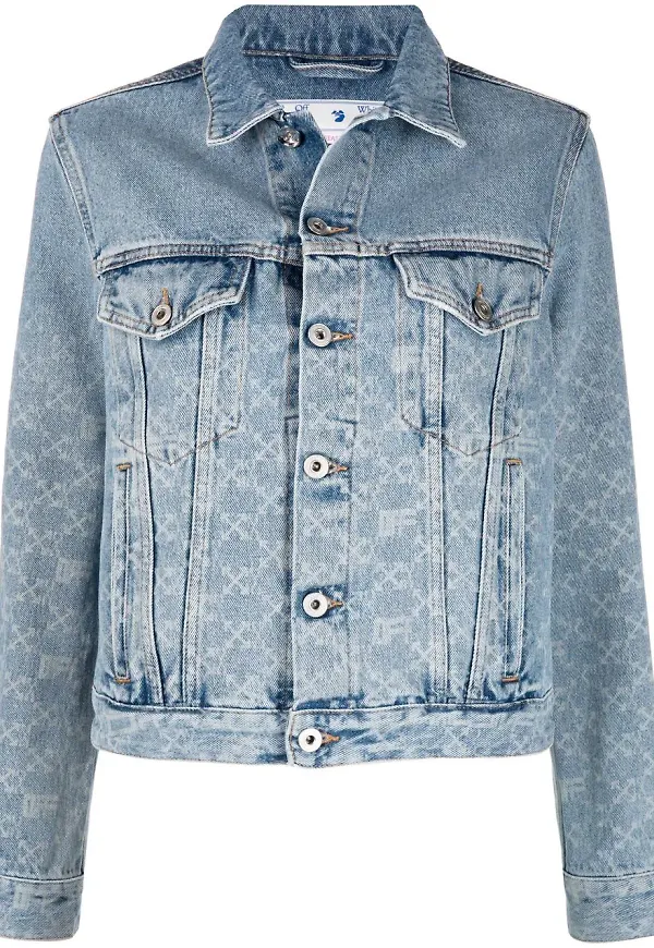 Off-White jeansjacka med monogram - Blå