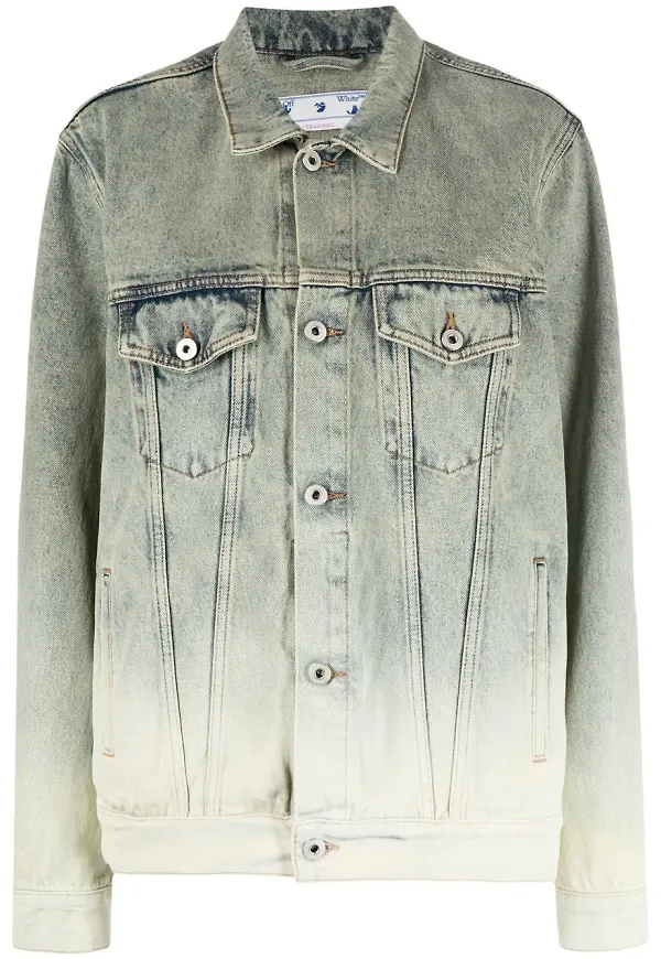 Off-White jeansjacka med tonad effekt - Grön