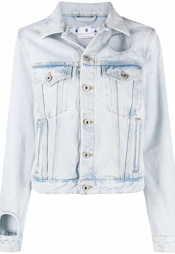 Off-White jeansjacka med utsnitt - Blå