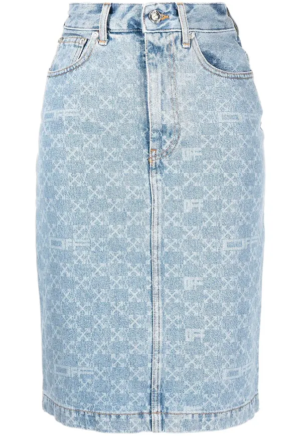 Off-White jeanskjol med logotyp - Blå