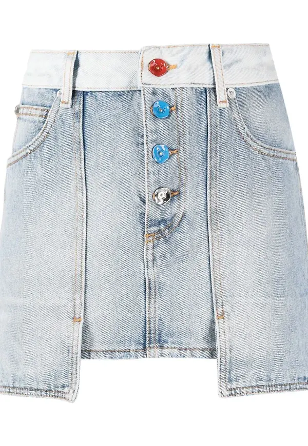 Off-White jeanskjol med panel - Blå