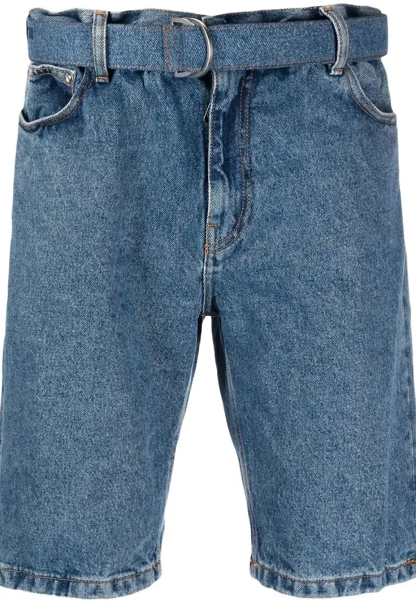 Off-White jeansshorts med bälte - Blå