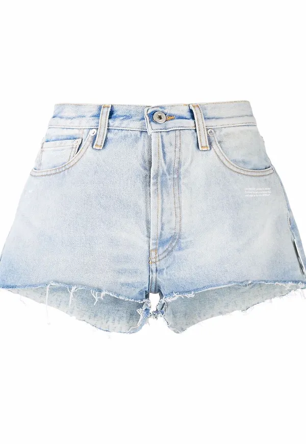 Off-White jeansshorts med franskant - Blå