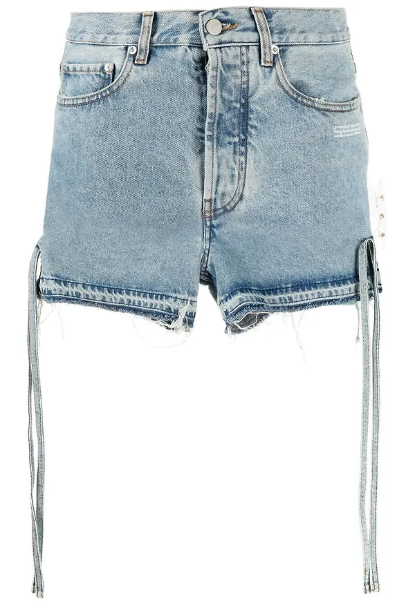 Off-White jeansshorts med knytning - Blå