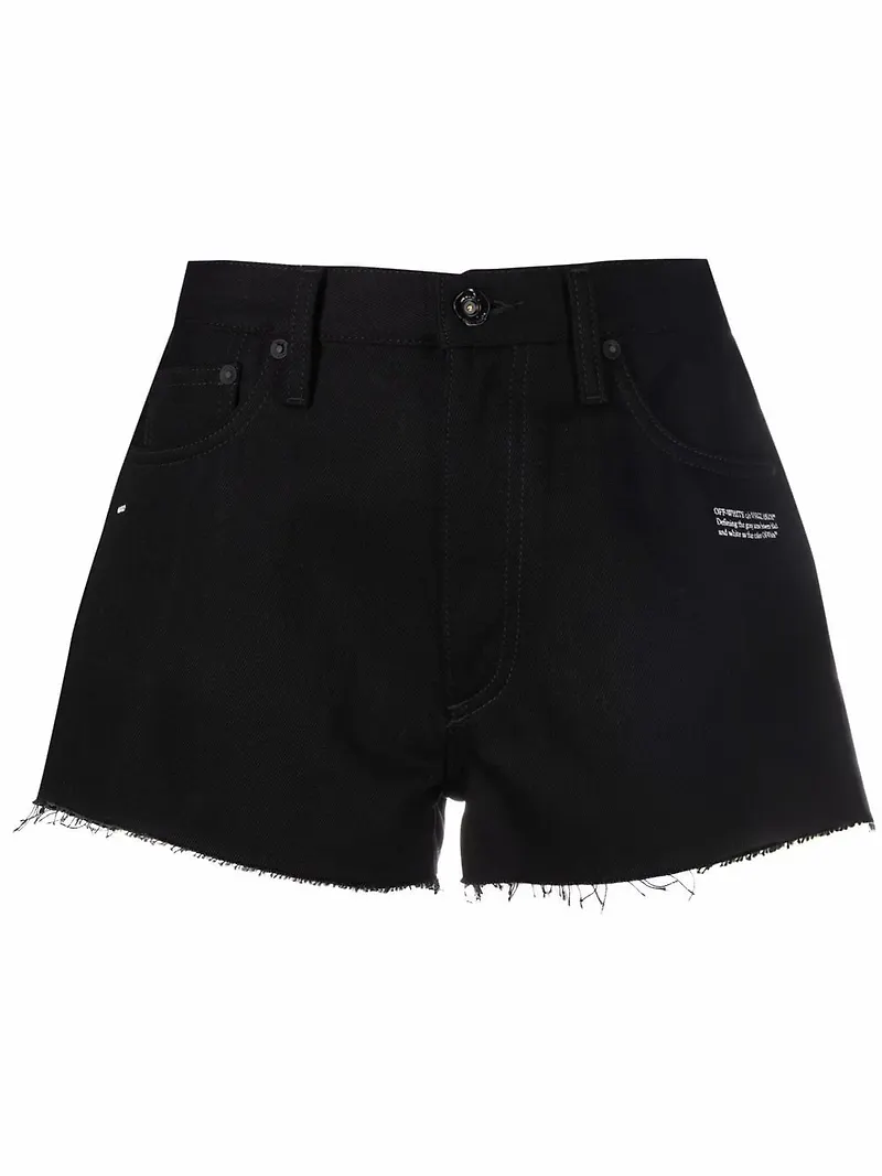 Off-White jeansshorts med logotyp - Svart