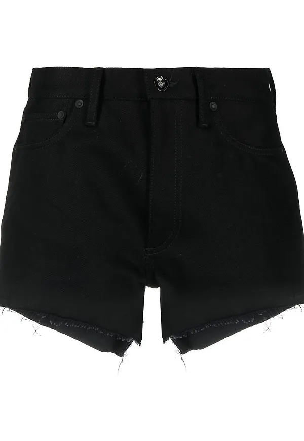 Off-White jeansshorts med randdetalj - Svart