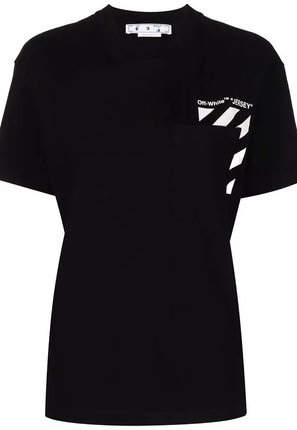 Off-White Jersey t-shirt med tryck - Svart