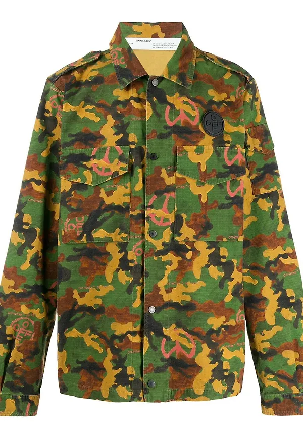 Off-White kamouflagemönstrad skjorta - Grön