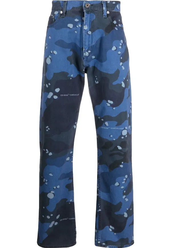 Off-White kamouflagemönstrade jeans - Blå