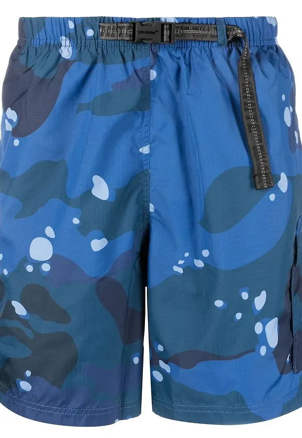 Off-White kamouflagemönstrade shorts - Blå