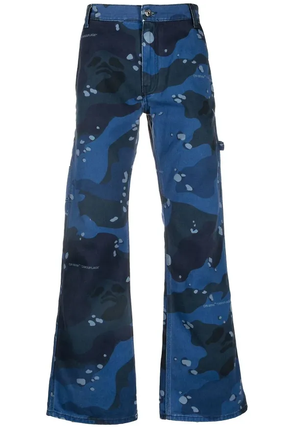 Off-White kamouflagemönstrade snickarjeans - Blå