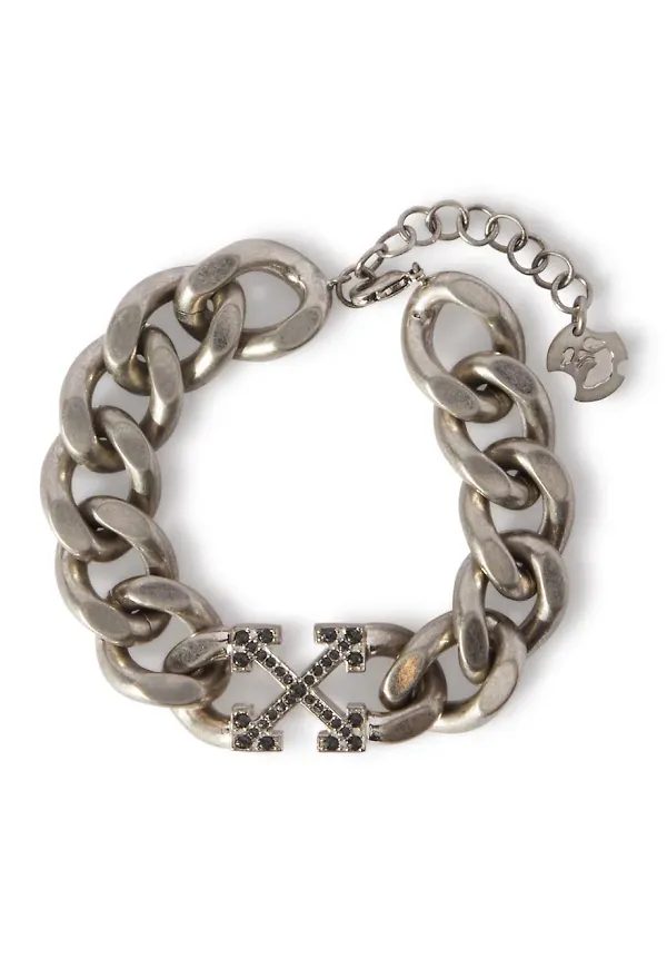 Off-White kedjearmband med strass - Silverfärgad