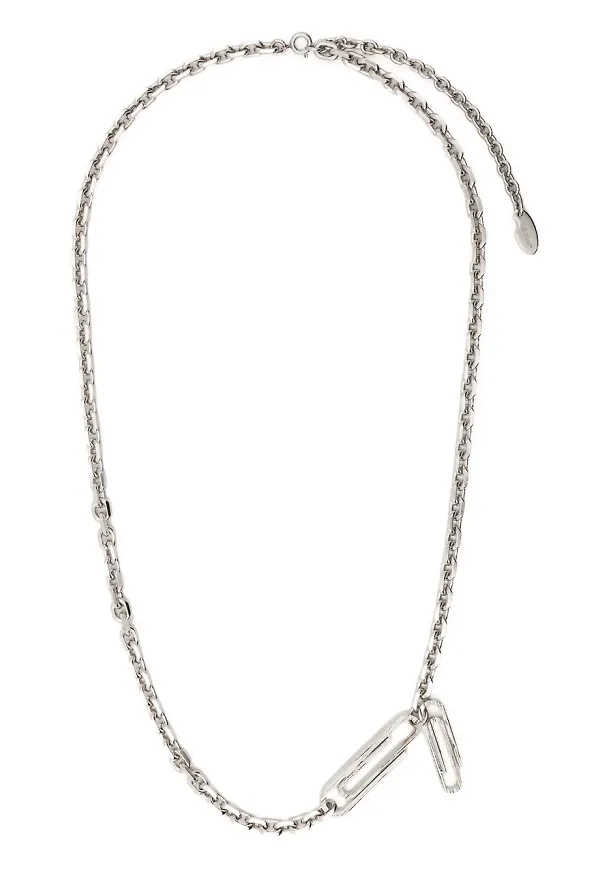 Off-White kedjehalsband med gem - Silverfärgad