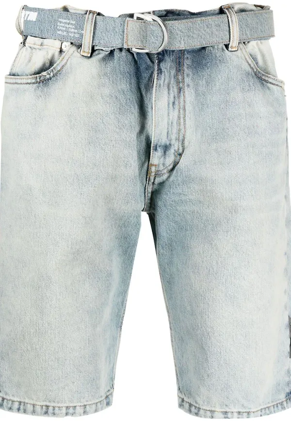 Off-White knälånga jeansshorts - Blå