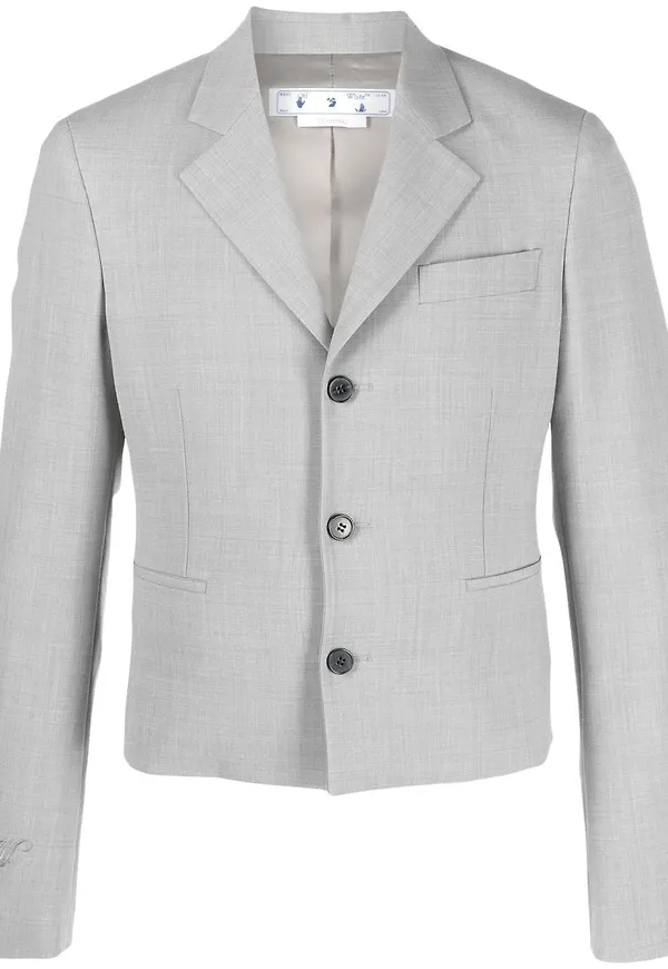 Off-White kort enkelknäppt blazer - Grå