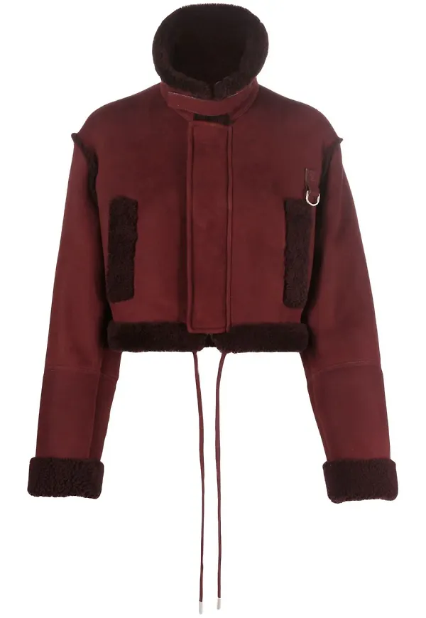 Off-White kort fårskinnsjacka - Röd