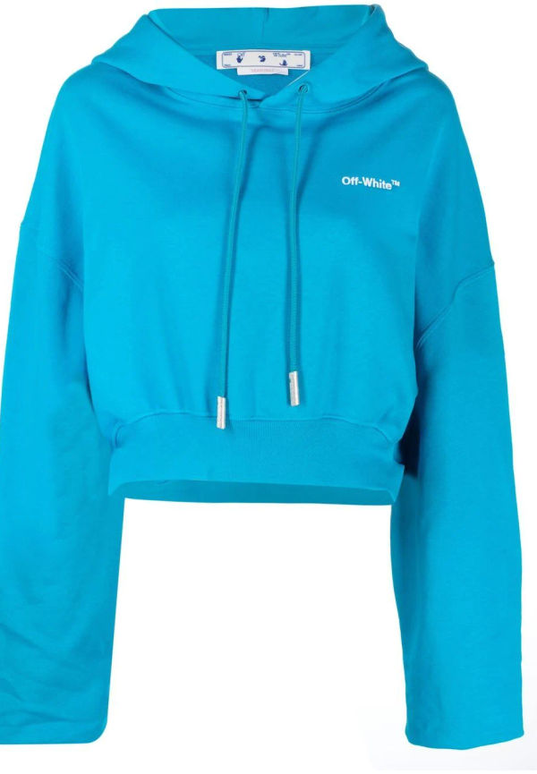 Off-White kort hoodie med logotyp - Blå