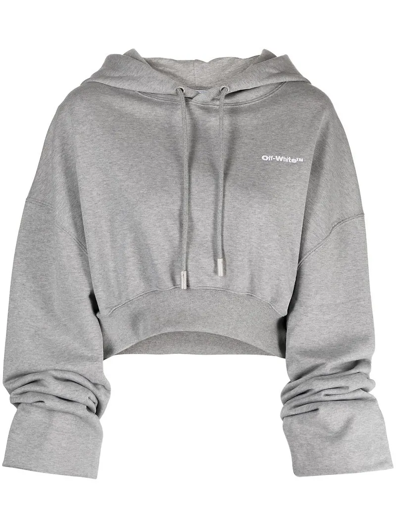 Off-White kort hoodie med logotyp - Grå