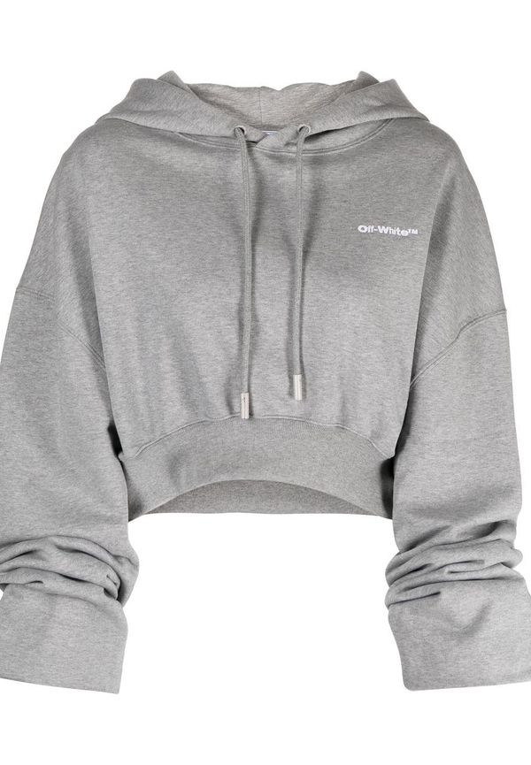 Off-White kort hoodie med logotyp - Grå