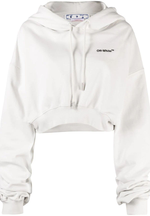 Off-White kort hoodie med logotyp - Neutral