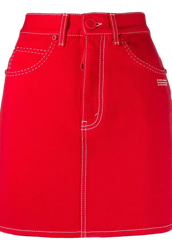 Off-White kort jeanskjol - Röd