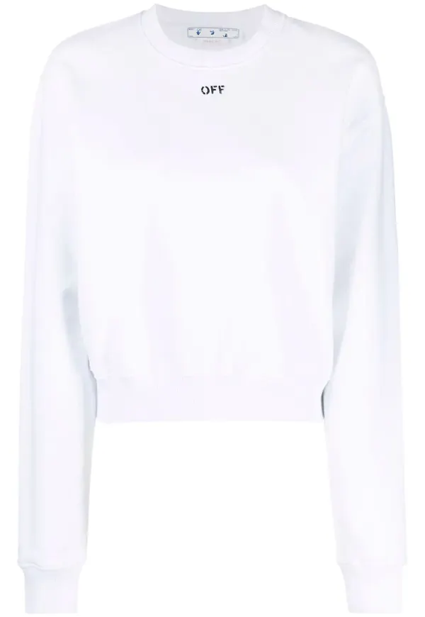 Off-White kort sweatshirt - Vit