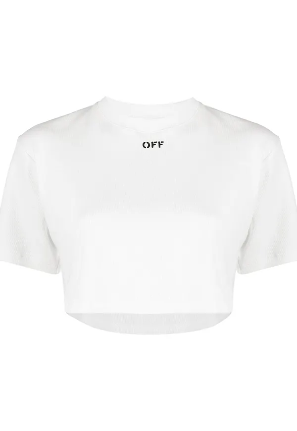 Off-White kort t-shirt - Vit