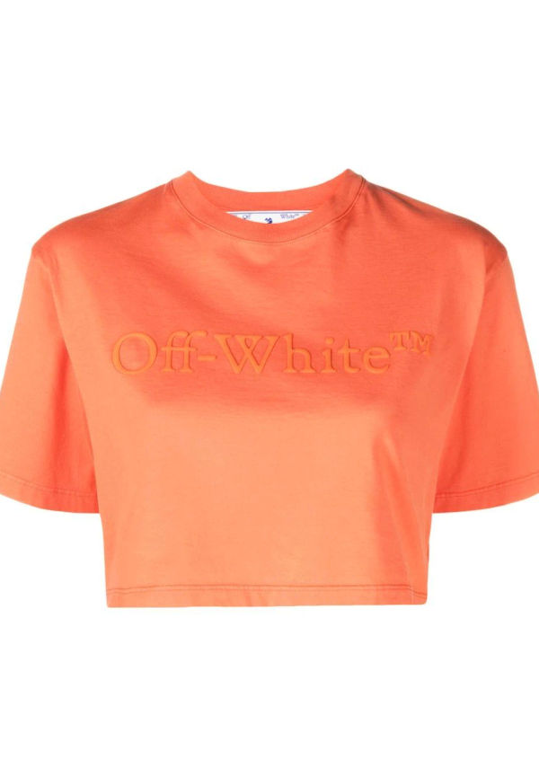 Off-White kort t-shirt med logotyp - Orange