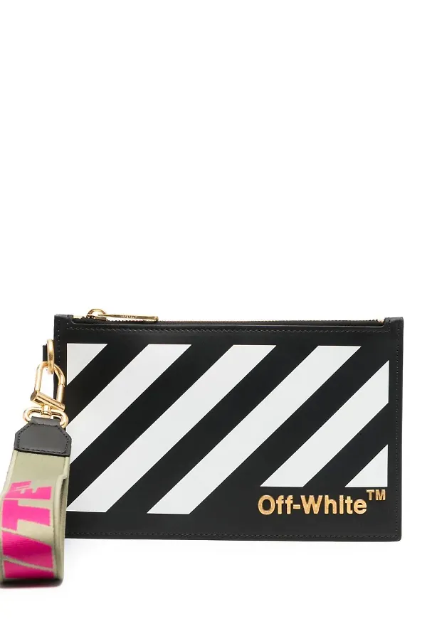 Off-White kuvertväska med diagonala ränder - Vit