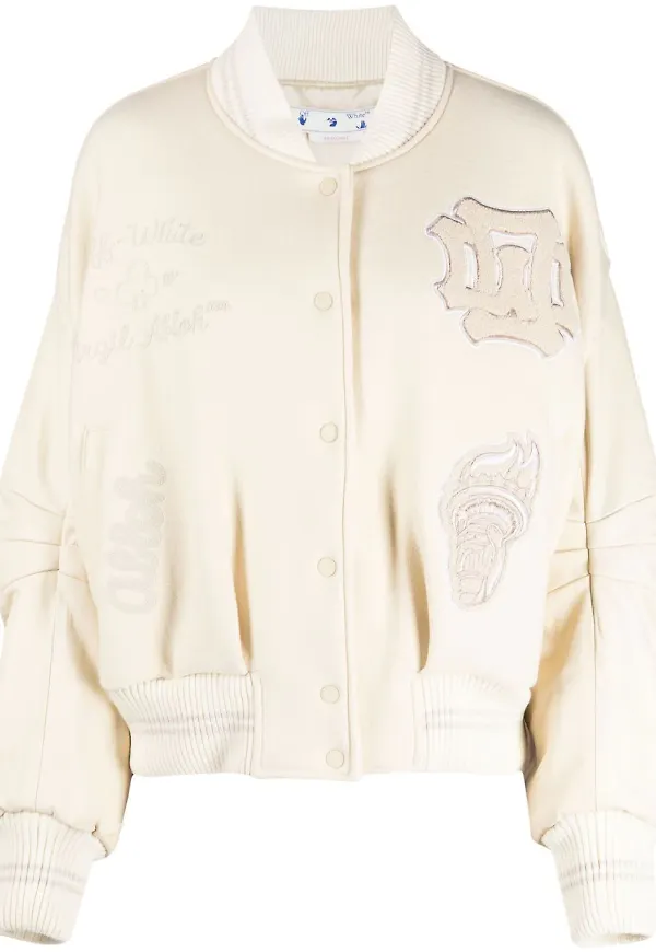 Off-White Liberty cropped bomber jacket - Neutral