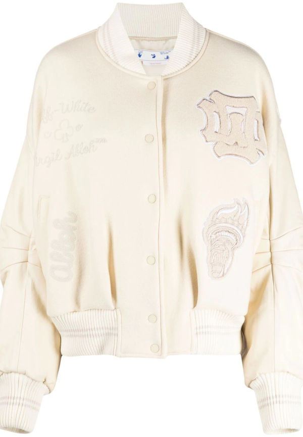Off-White Liberty cropped bomber jacket - Neutral