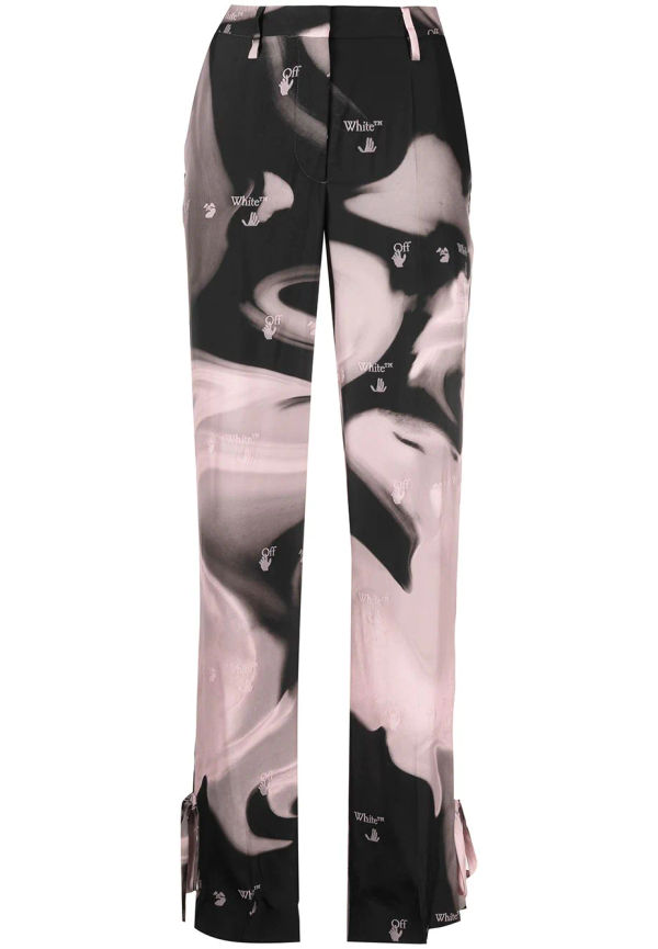 Off-White Liquid Melt byxor med knytning - Svart