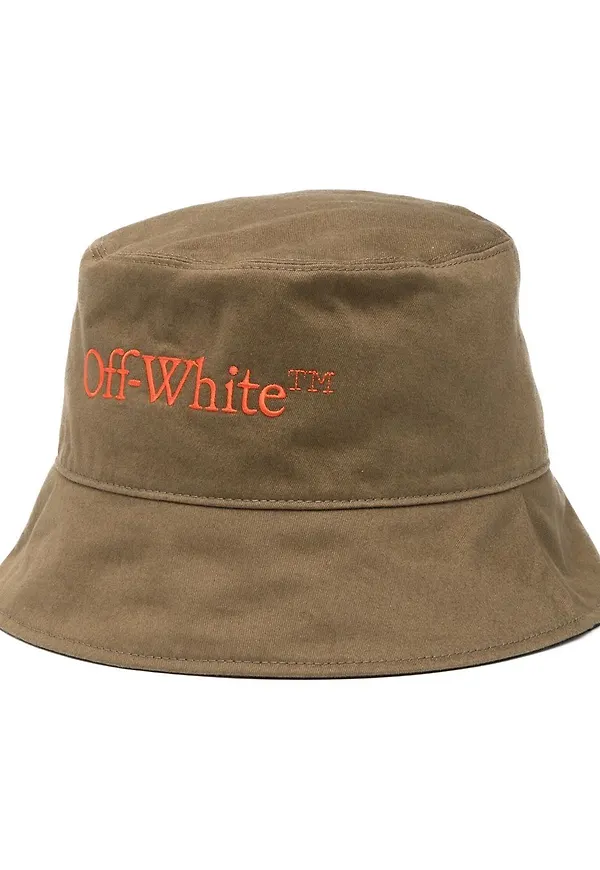 Off-White logo embroidered bucket hat - Grön