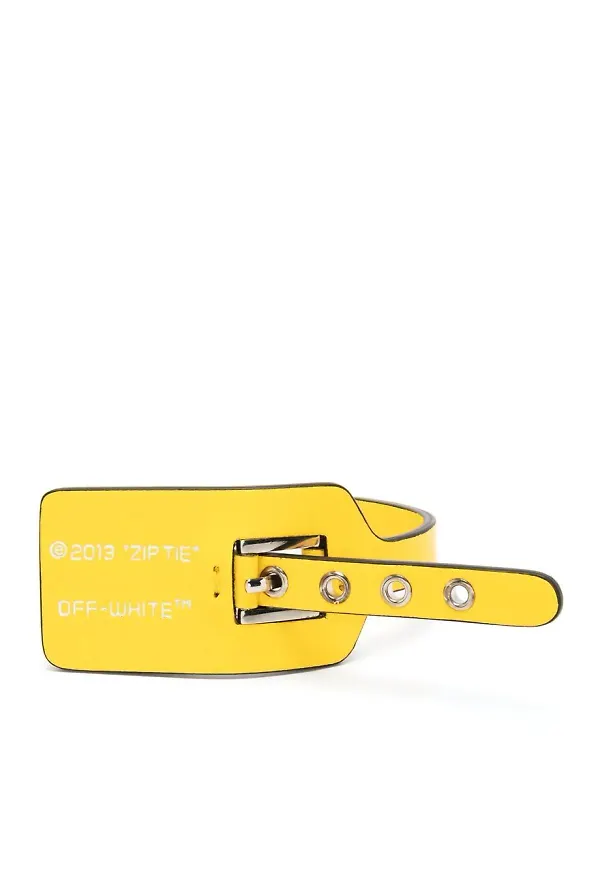 Off-White läderarmband med dragkedja - Gul