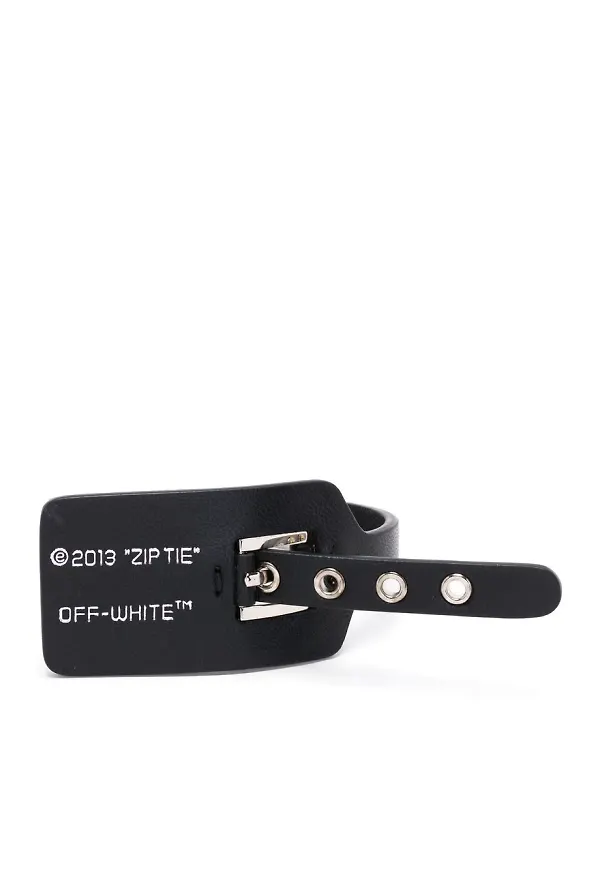 Off-White läderarmband med dragkedja - Svart