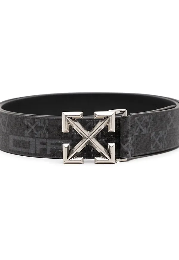 Off-White läderskärp med pilmotiv - Svart