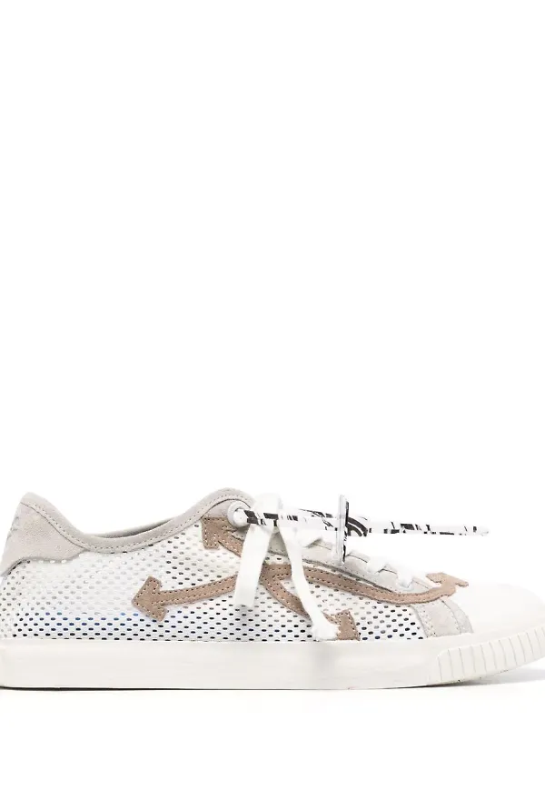 Off-White låga sneakers med panel - Vit