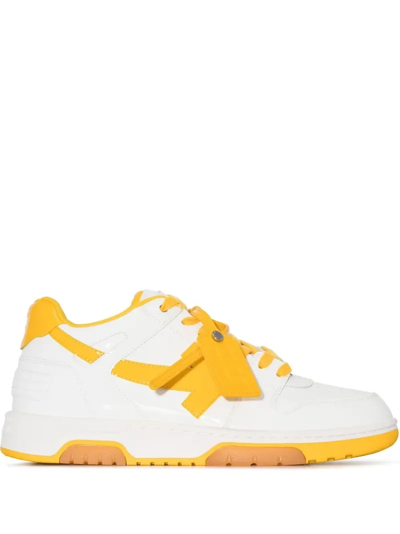 Off-White låga sneakers med panel - Vit