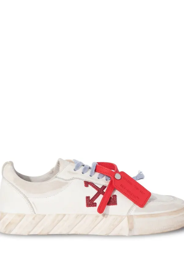 Off-White låga sneakers med slitning - Vit