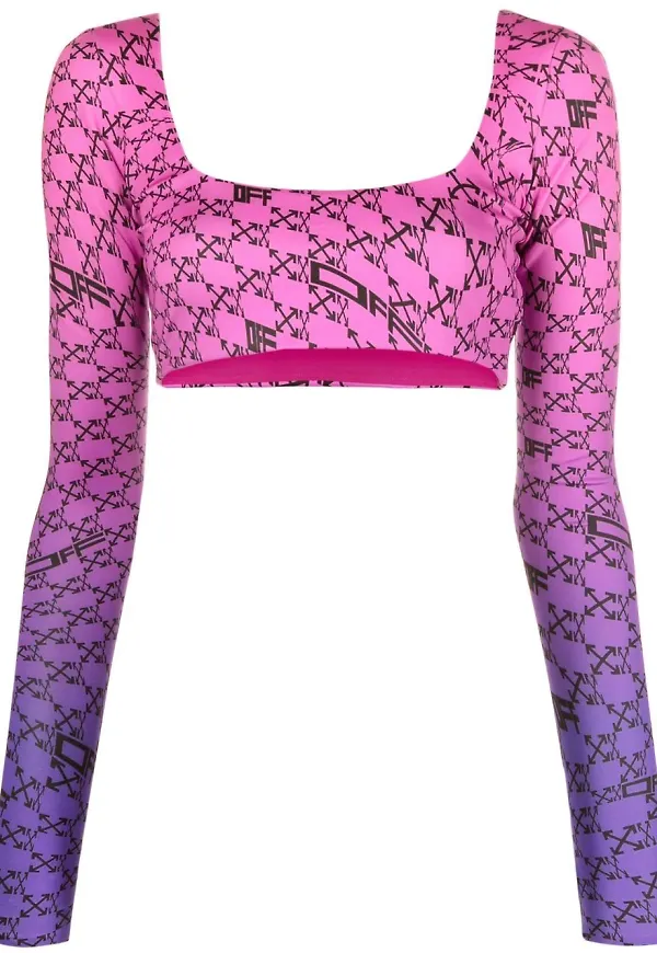 Off-White långärmad croptop - Lila