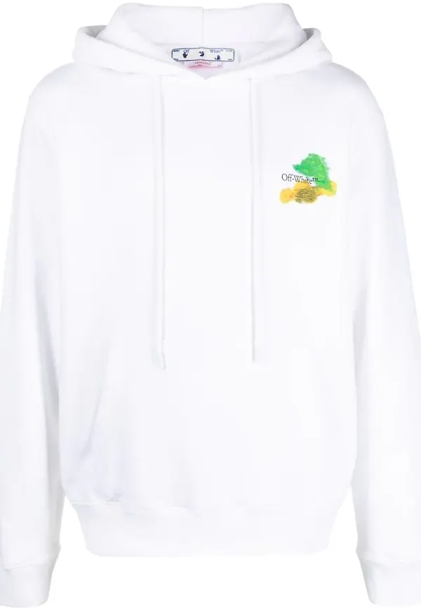Off-White långärmad hoodie med pilar - Vit