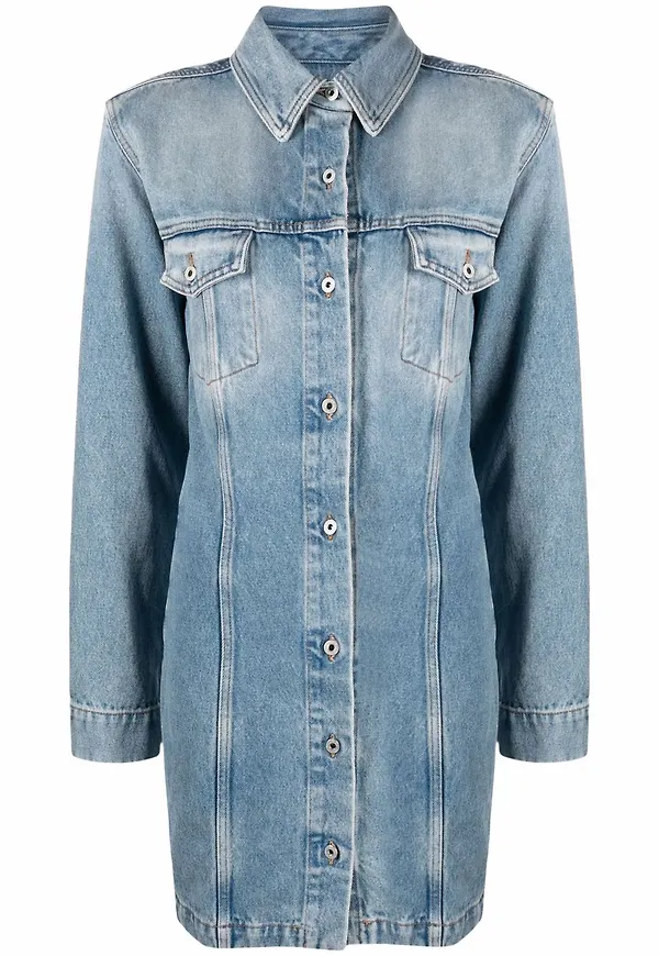 Off-White långärmad skjortklänning - Blå